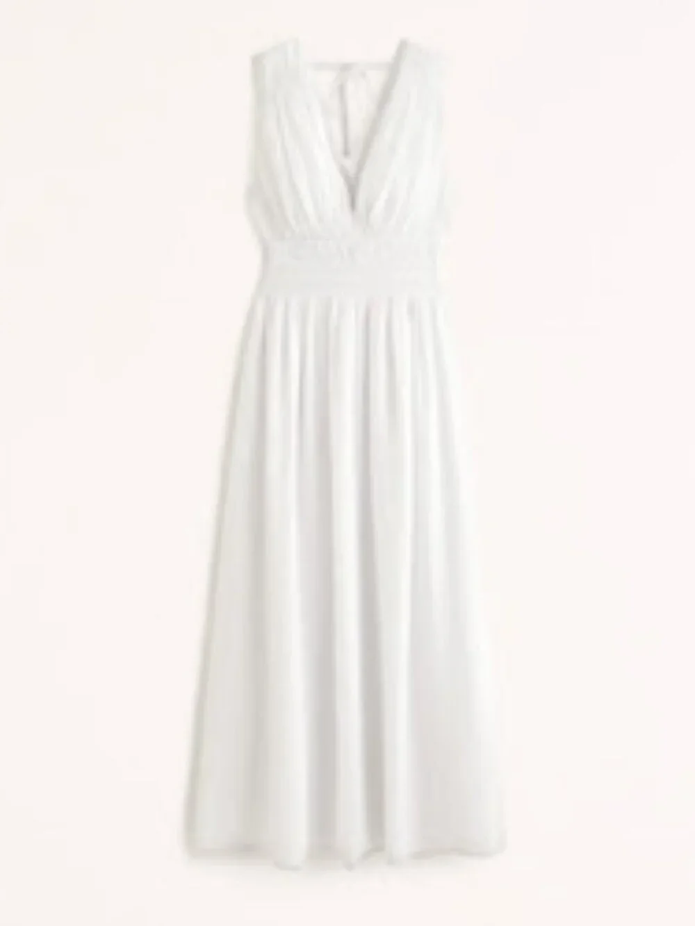 Abercrombie & Fitch White Sleeveless V-Neck Maxi Sundress